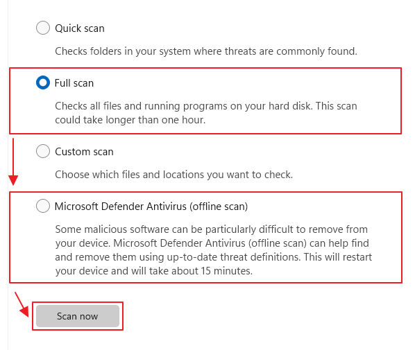 Windows Antivirus & Quarantine - Select Items