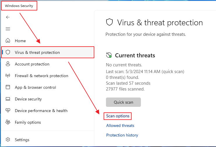 Windows Antivirus & Quarantine