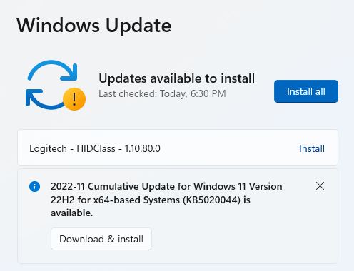 Windows Update - Update Available
