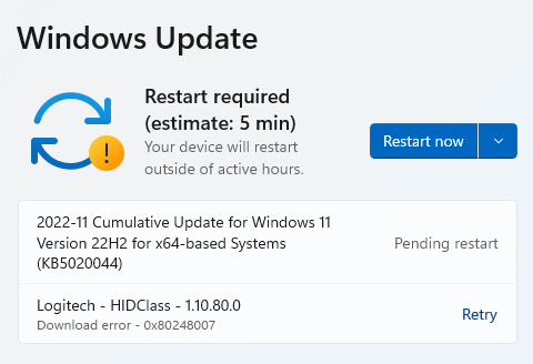 Windows Update - Restart PC