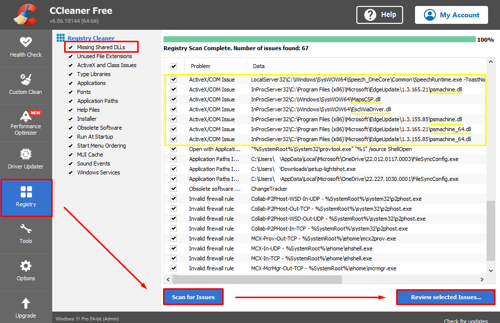 CCleaner - Registry Scan