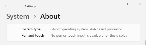 Device specifications - system type