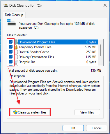Windows Disk Cleanup - Select Items
