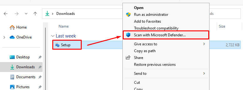 Scan with Windows Defender