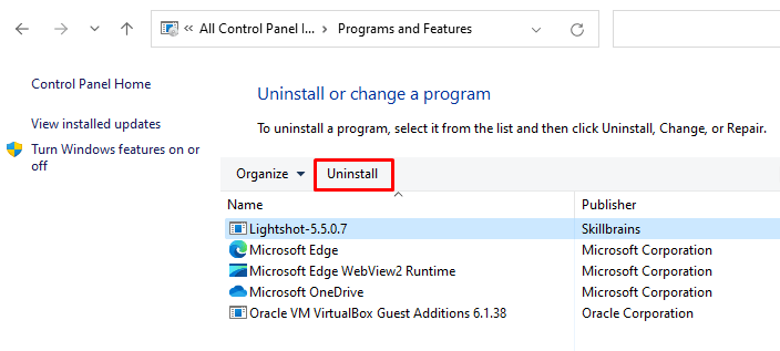 Uninstall Software